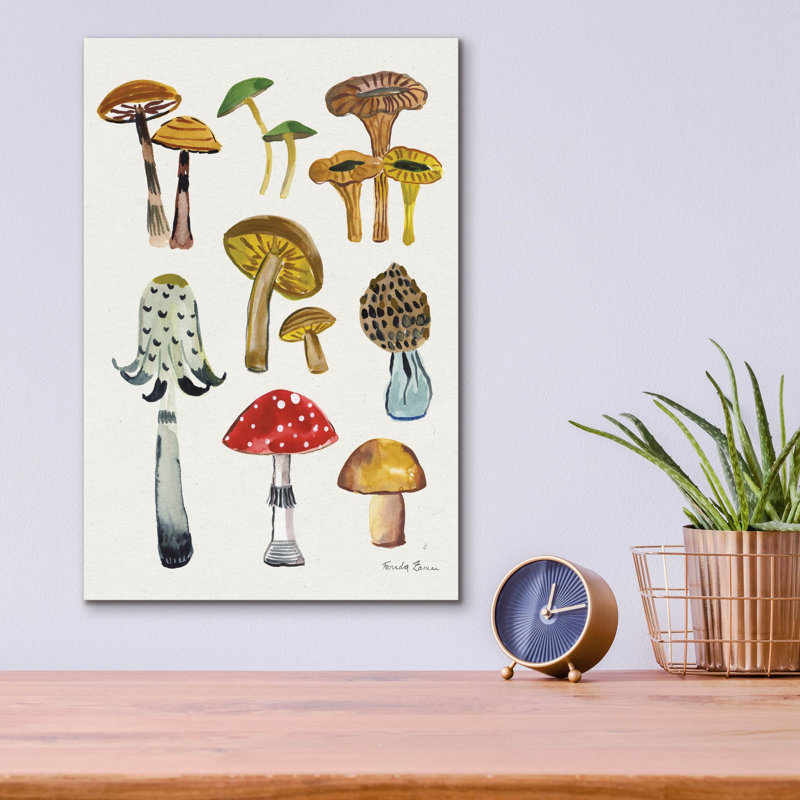 Art mural en verre épique «Forest Mushroom 2 C» par Farida Zaman, 12 po x 16 po