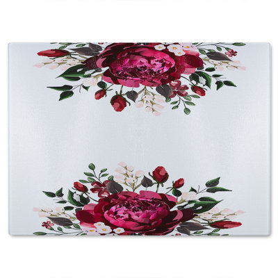 Open Roses Glass Chopping Board