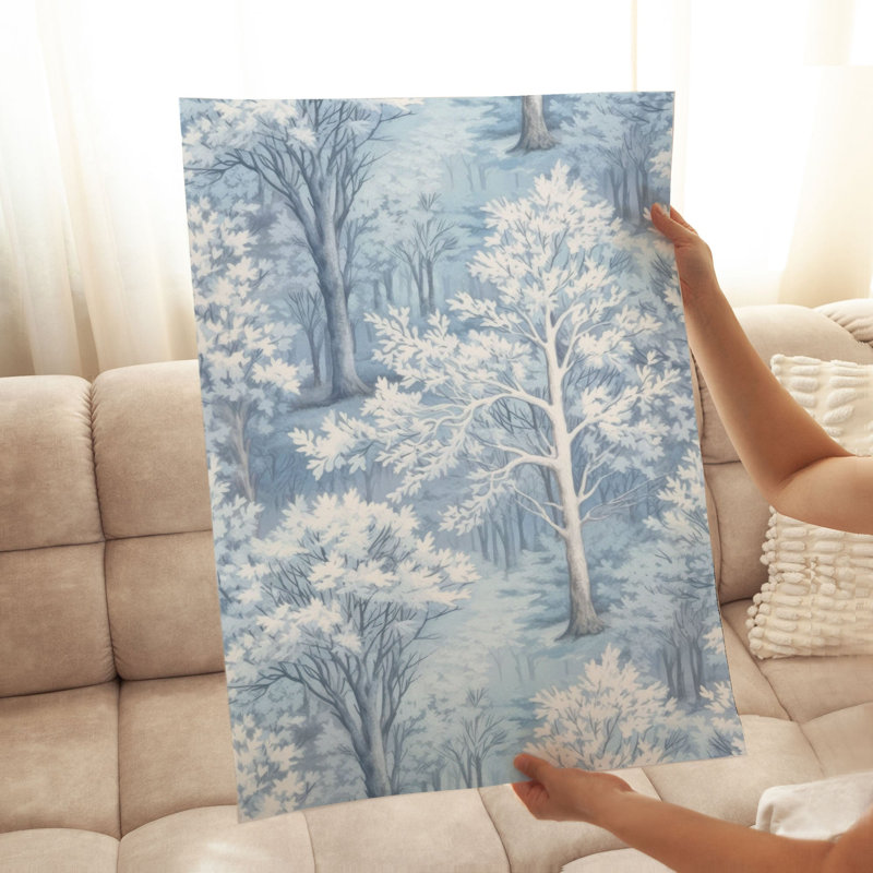 «Holiday Blue Winter Forest Trees», reproduction d'art moderne sans cadre, H 10 po x l 8 po