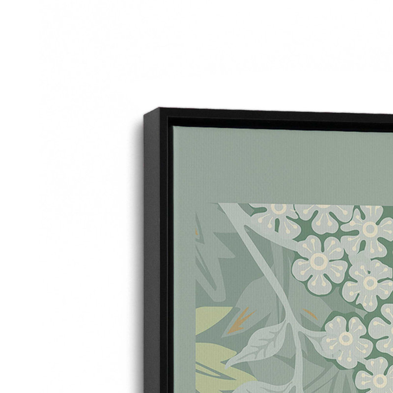 «Green Jasmine» par William Morris, reproduction sur toile, H 30,75 po x l 20,75 po x P 1,75 po, Cadre flottant noir satiné