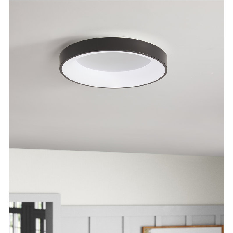 Plafonnier encastré 1 lumière DEL, Noir, H 4,53 po x l 19,69 po x P 19,69 po