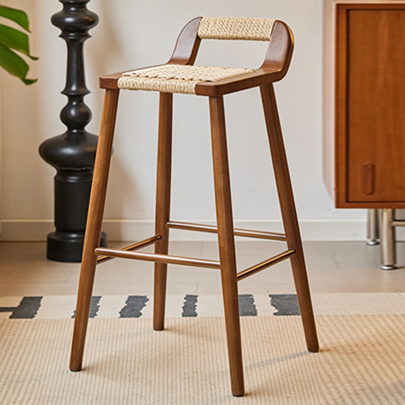 Chaise basse en noyer (paquet de 8), Beige/Walnut, 8, 29.53