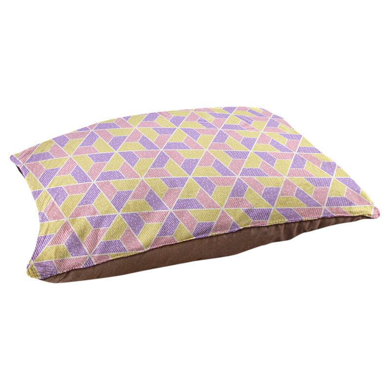 Coussin pour chien Byrge Trapezoids, Grand (l 40 po x P 30 po x H 32,5 po), Jaune/rose/mauve