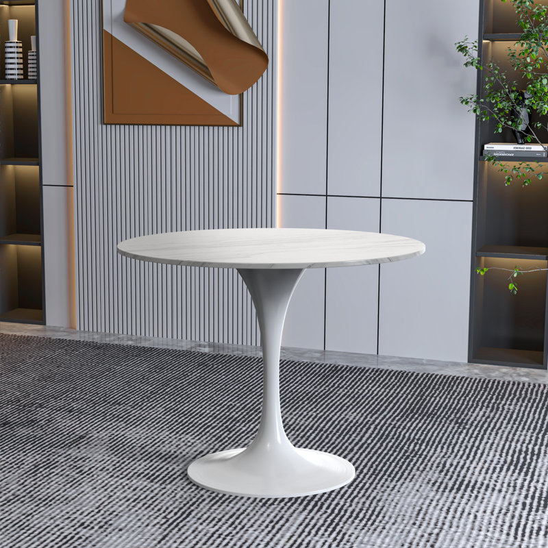 Table de salle à manger Heatherton, Blanc, 29.69" H x 35.43" W x 35.43" D