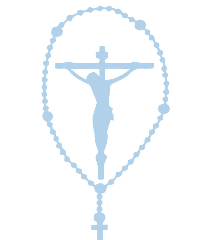 Décalcomanie murale crucifix rosary, H 40 po x l 20 po x P 0,01 po, Bleu poudré