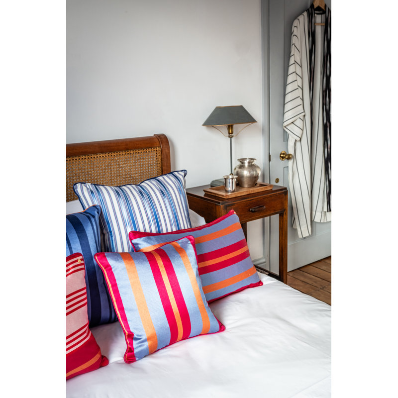 Kutnu Cushion, Blue/Rose/Fuschia Striped