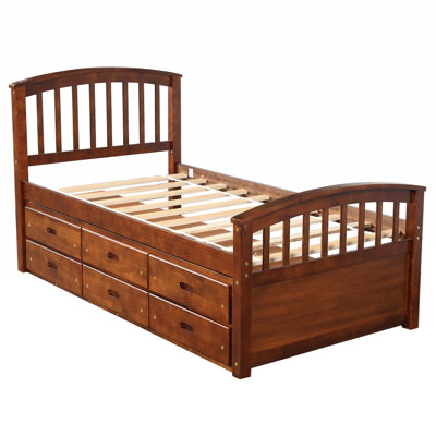 Twin Size Platform Storage Bed Solid Wood Bed With 6 Drawers -  Red Barrel StudioÂ®, 494B5F718359417C95EB49E9624FA3AB