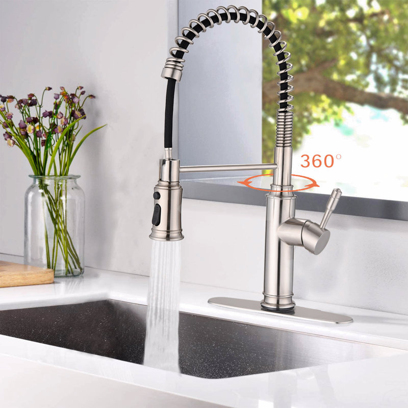Robinet de cuisine tactile avec douchette extractible, Nickel brossé