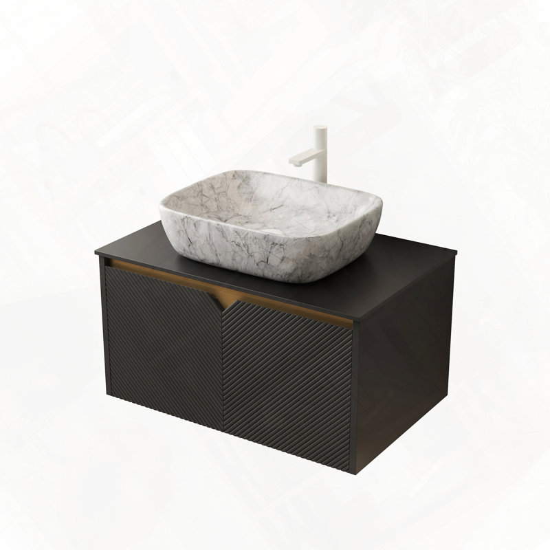 Meuble-lavabo mural avec comptoir sans lavabo et robinet pour l'assemblage