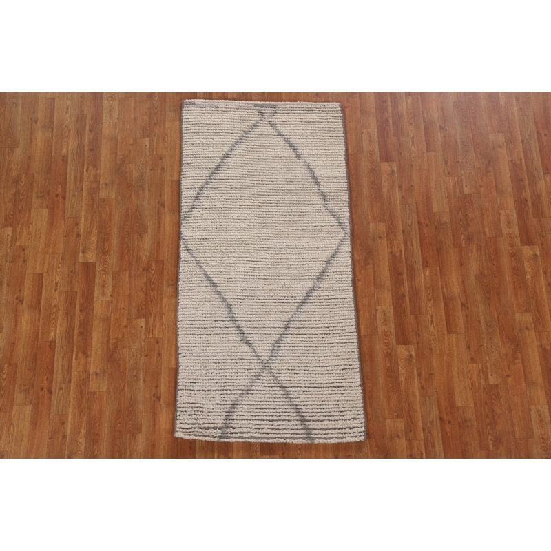 One-of-a-Kind 2'10" X 5'11" New Age Wool Area Rug in Grey