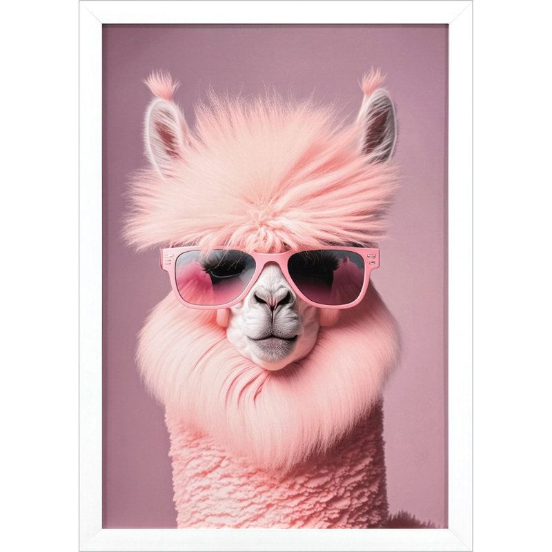 Art encadré "Lama en lunettes de soleil"