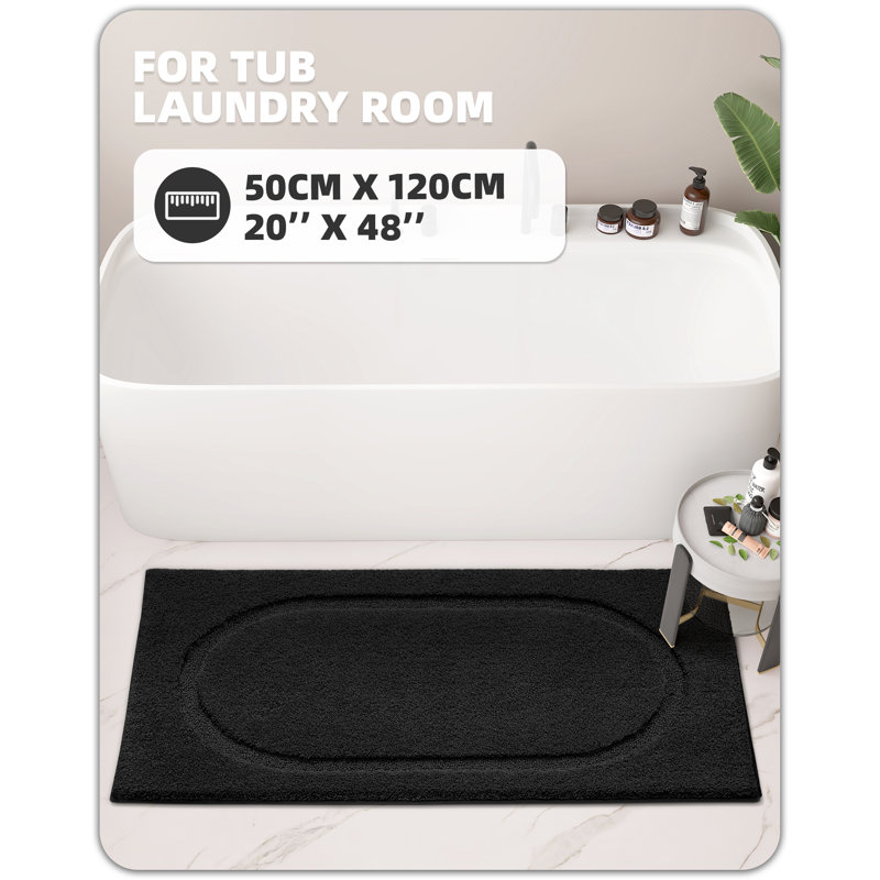 Tapis pour salle de bain Wesleigh, L 20 po x L 47 po, Noir