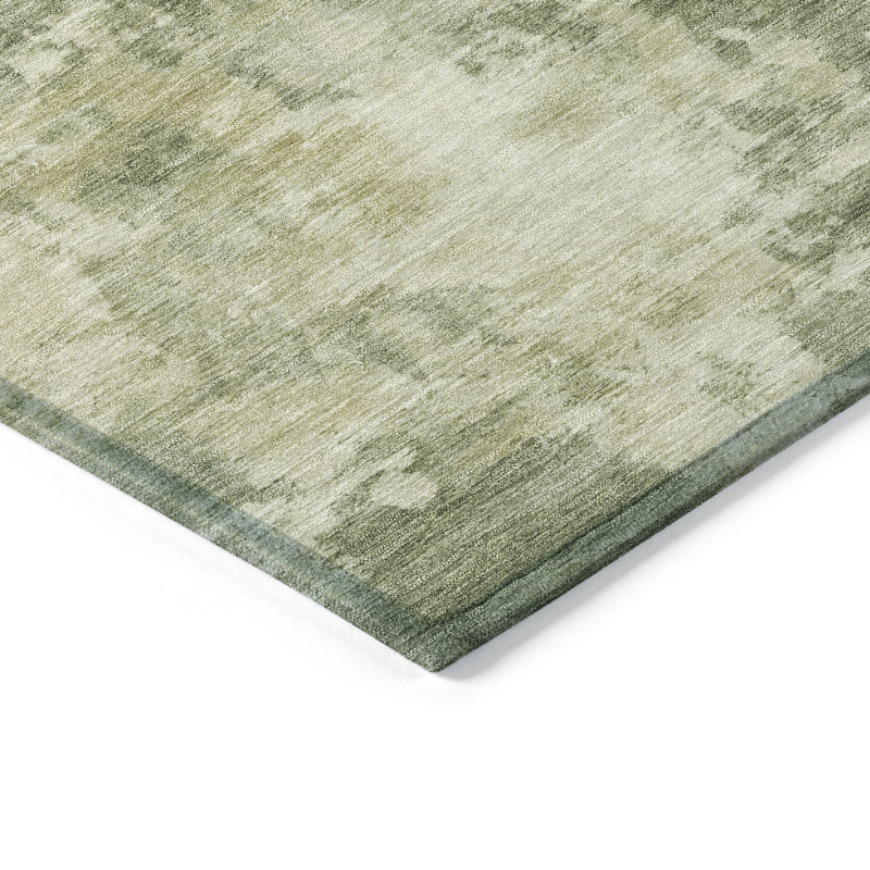 Tapis de sauge Xhevrie intérieur / extérieur lavable à la machine, Rectangulaire 3 pi x 5 pi