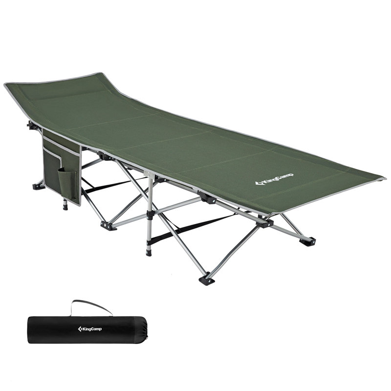 Lit de camp d'extérieur pliant KingCamp avec poche latérale multicouche, Vert
