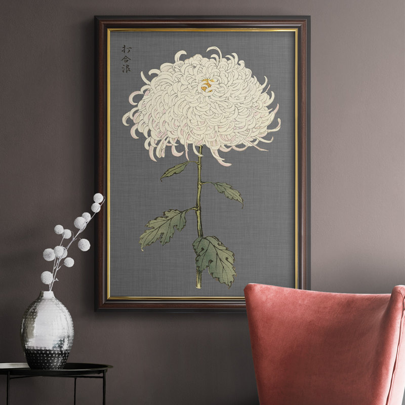 «Dramatic Ivory Mums II», toile encadrée de qualité supérieure - prête à être accrochée, H 36 po x l 24 po x P 1 po