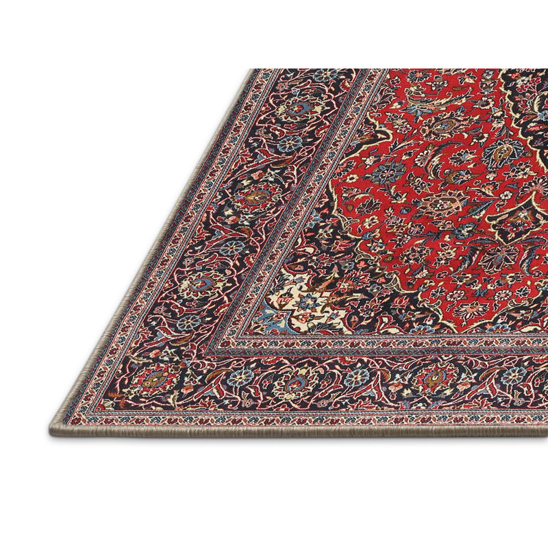 Tapis traditionnel rouge / brun / violet Dhaval, Rectangle 5 pi x 7 pi