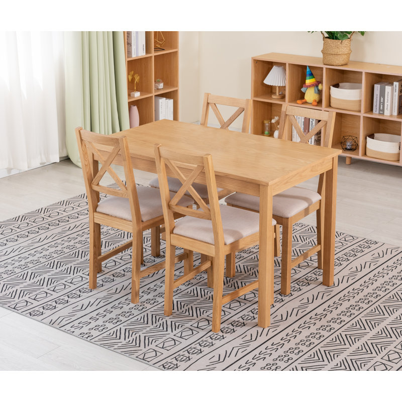 4 - Person Solid Oak Dining Set, Beige