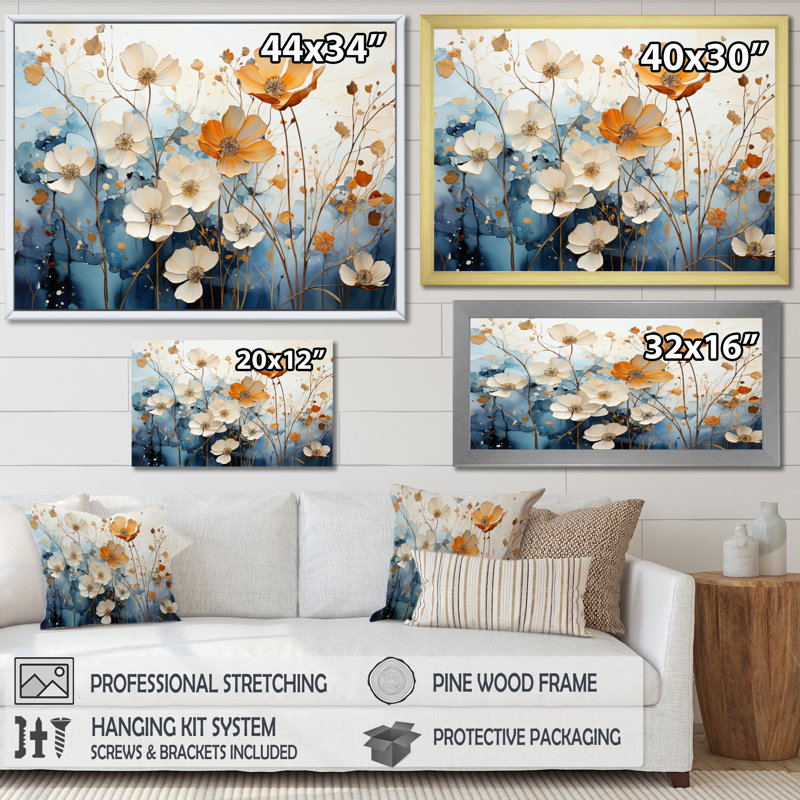 «Blue Teal», reproduction d'art sur toile encadrée, Toile tendue, H 30 po x l 40 po x P 1,5 po