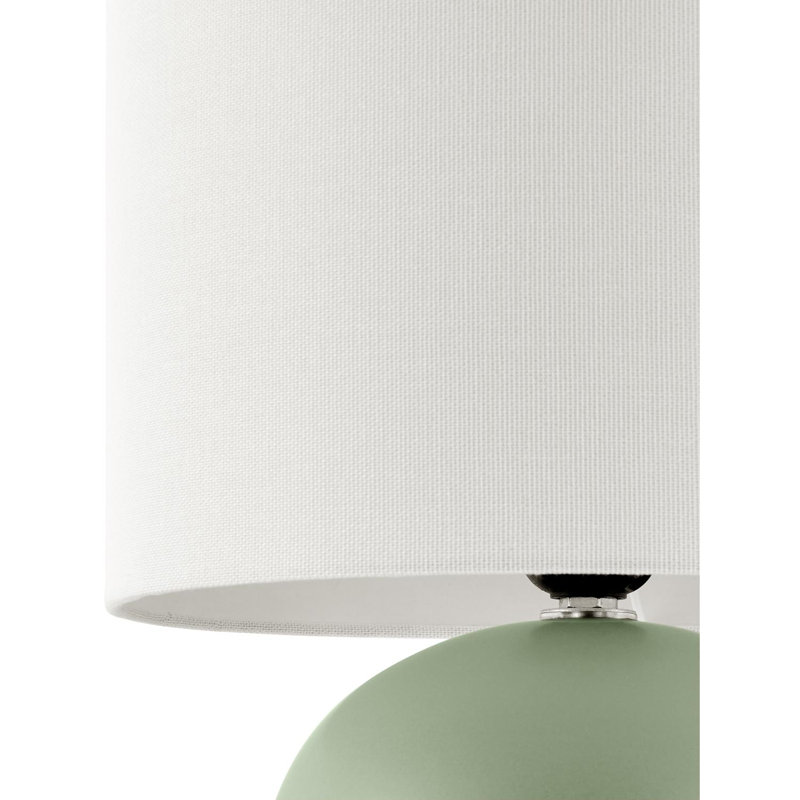 Lampe de table en céramique avec abat-jour tambour en lin, Vert