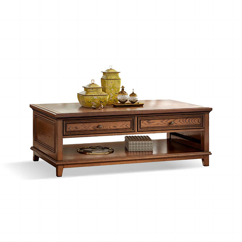 Brown Solid + Manufactured Wood Rectangular Coffee Table, 20.08" H x 55.12" L x 31.50" W