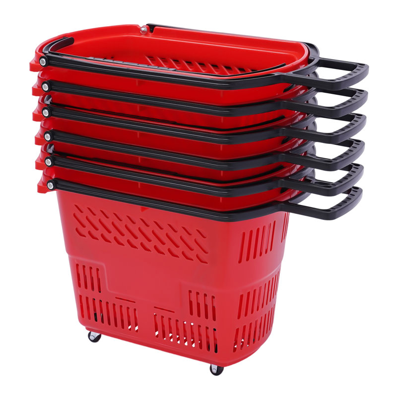 6PCS 35L Chariots avec roues et poignée, Rouge