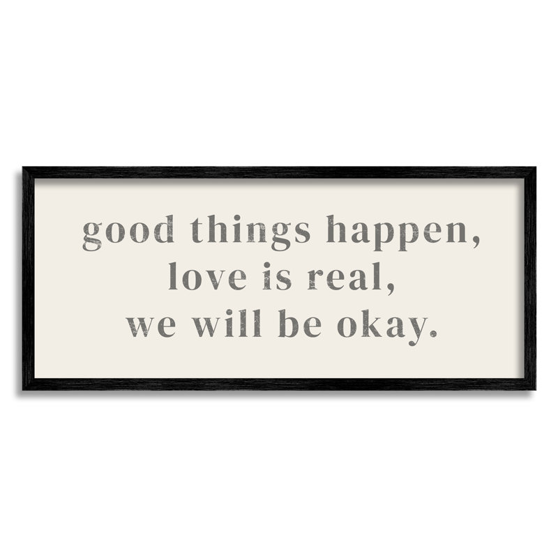 «We Will Be Okay»: Sentiment d'encouragement apaisant, Giclée encadrée noir minuit, H 10 po x l 24 po x P 1,5 po