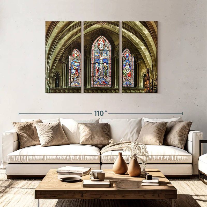 Vitrail cathédrale Lilie, H 48 po x l 74 po