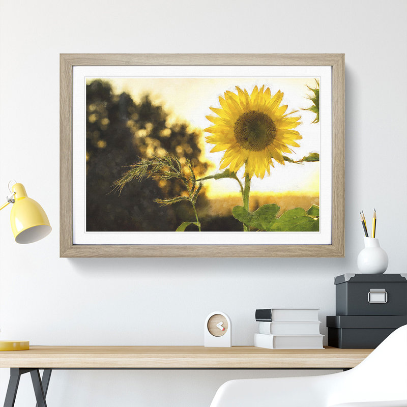 Sunflower Vol.2 - Picture Frame Painting, 48cm H x 65cm W x 2cm D, Oak Framed