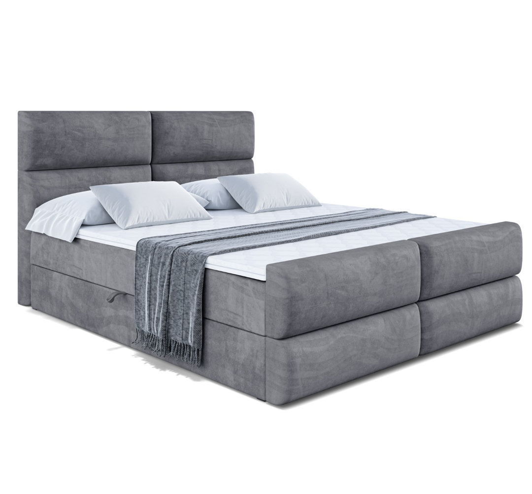 Boxspringbett mit H3 Bonell-Federkernmatratze, Topper und Bettkasten