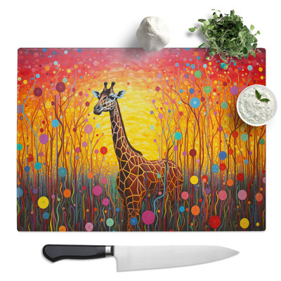 Giraffe Colour Field  Glass Chopping Board