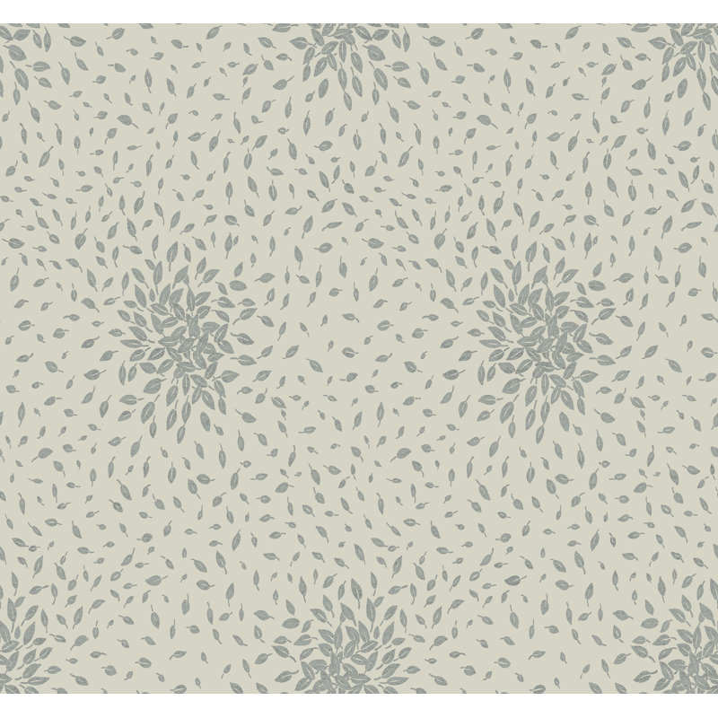 Petite Leaves Floral Metallic Wallpaper Roll, Beige/Silver