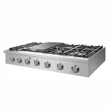 MAST486GRTBXT by Bertazzoni - 48 Gas Rangetop 6 brass burners + electric  griddle Stainless Steel