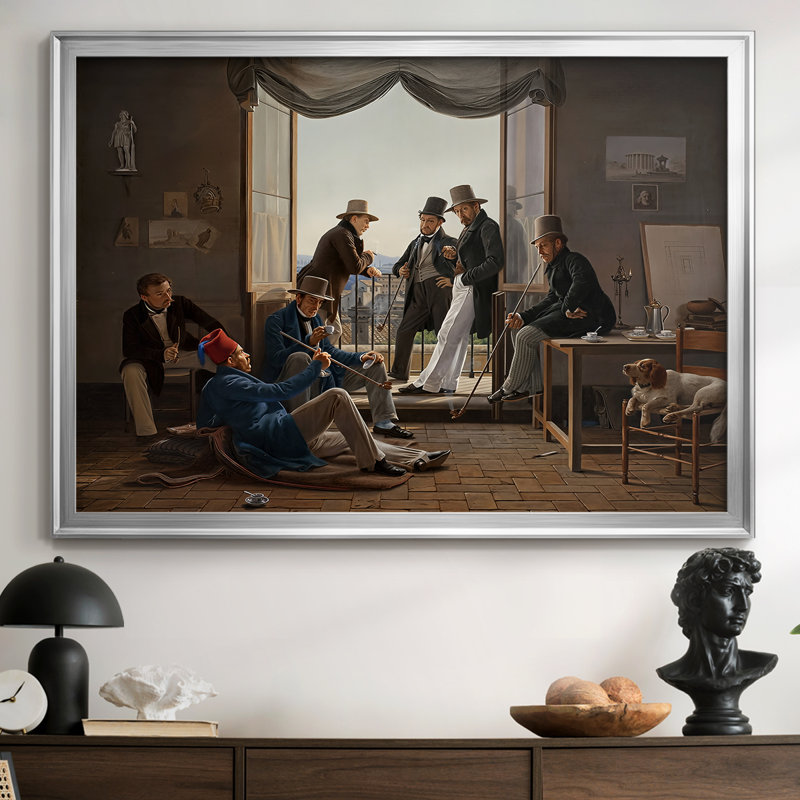 A Group of Danish Artists in Rome (Misattributed)-Constantin Hansen-Framed Gallery Wrapped Canvas-1837, 30x.5x42.5, Silver