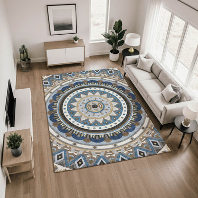 Tapis géométrique de qualité supérieure lavable à la machine Mayfield