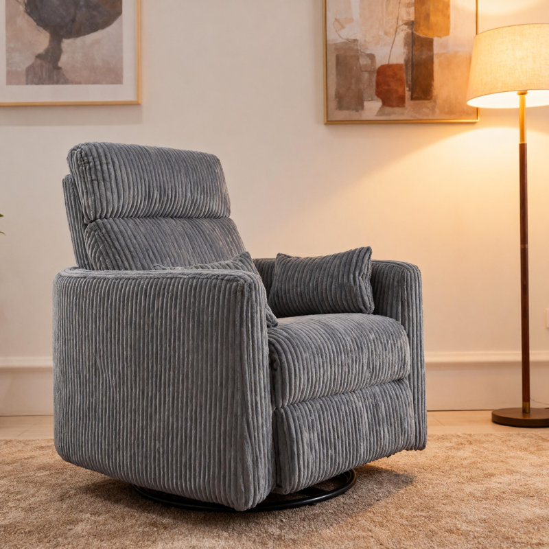 Mobilier de salon en velours côtelé gris, Gris