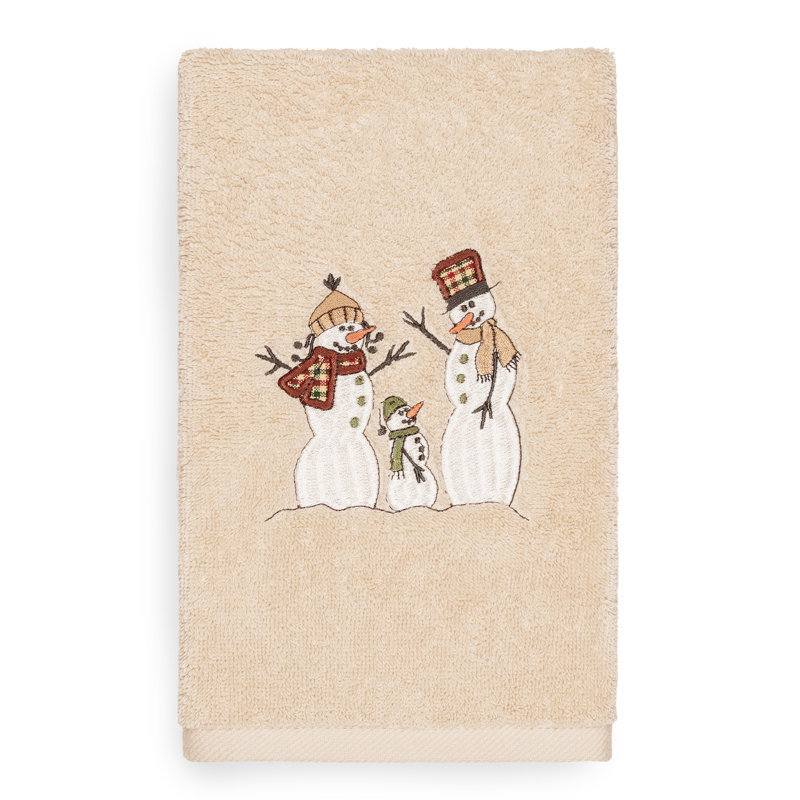 Débarbouillette 100% coton brodé Christmas Snow Family Luxury, Sable