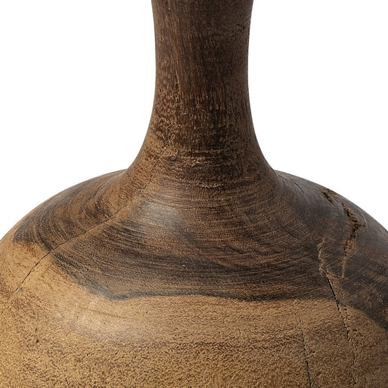 11" Brown Bud Solid Wood Table Vase, 11" H x 8" W x 8" D