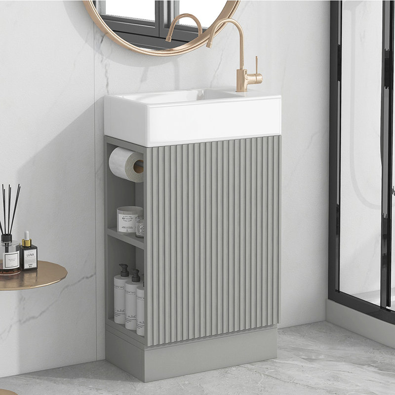 Meuble-lavabo simple avec plateau 18,61 po Recep, Gris
