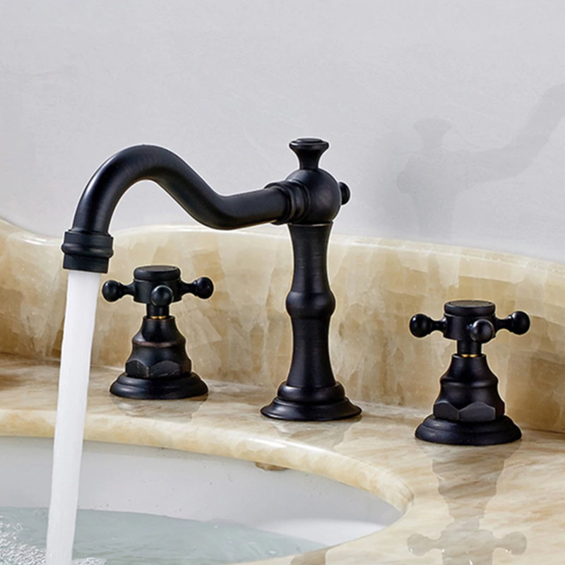 Robinet de lavabo de salle de bain noir mat à deux poignées BathSelect