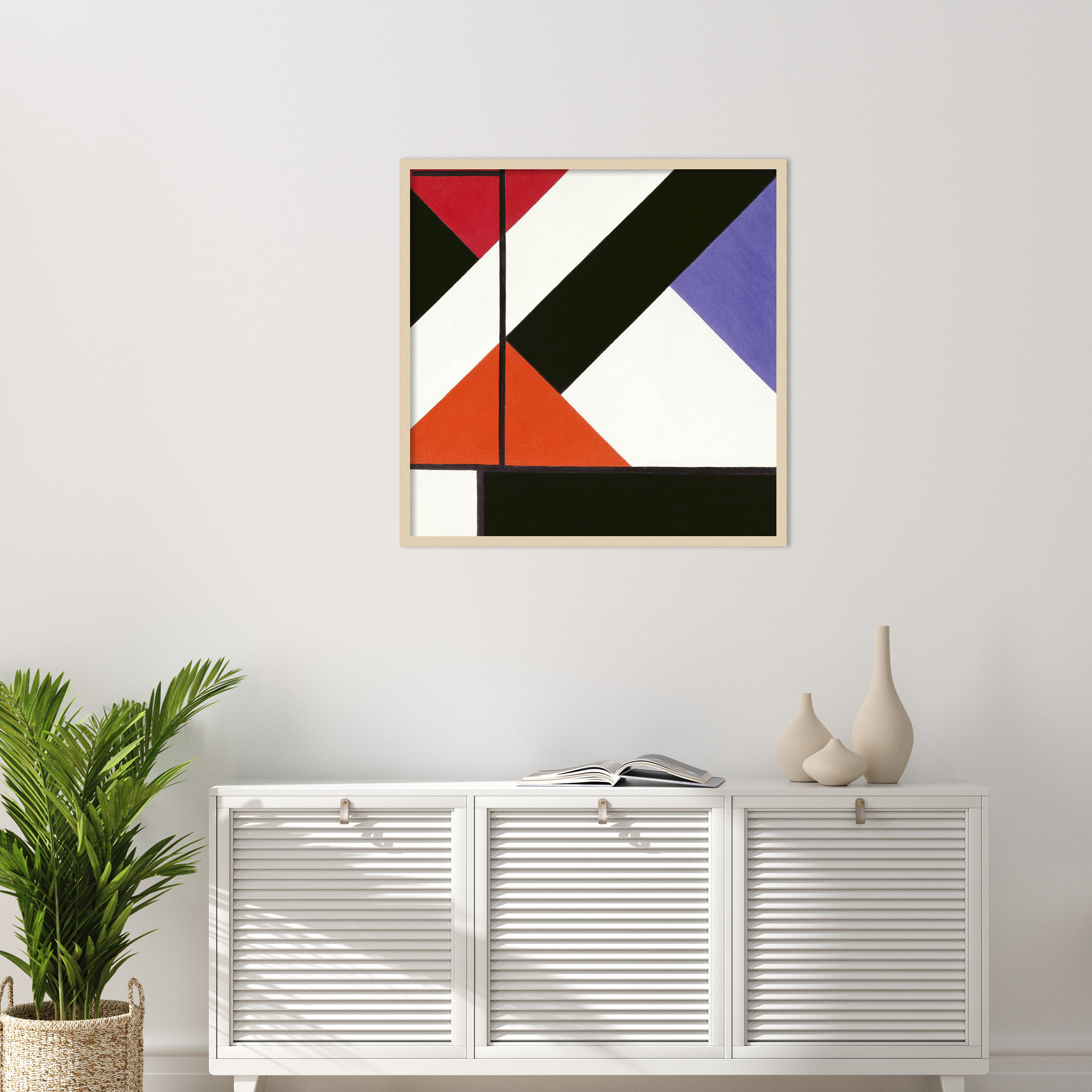 Simultaneous Counter Composition by Theo Van Doesburg, 33" H x 33" W, Brown Framed