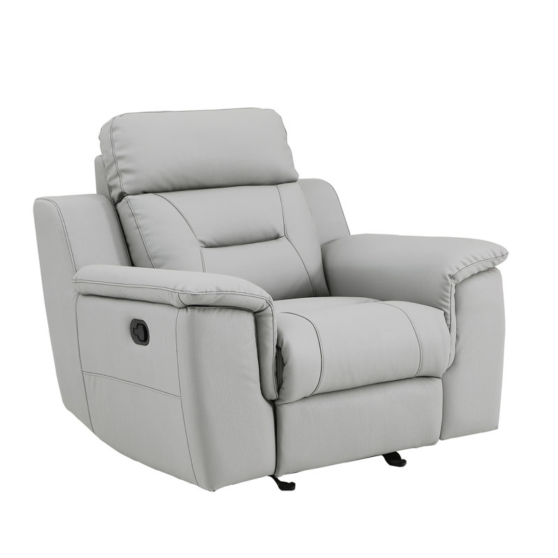 Fauteuil inclinable moderne en cuir avec support lombaire et système à 8 ressorts sinueux - 43,11 po Largeur gris