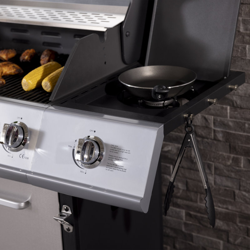 Carden Symple Stuff 6 - Burner Countertop Liquid Propane Gas Grill with Side Burner and Cabinet