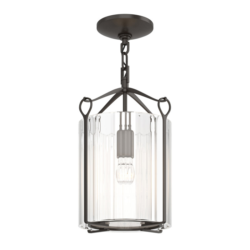 Bow 1 - Light Semi Flush Mount, Clear Fluted, Oil Rubbed Bronze