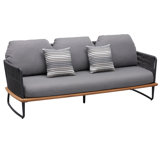 Rodeo 3 - Seater Outdoor Sofa With Gray Cushion, Aluminum Frame Polyester Rope