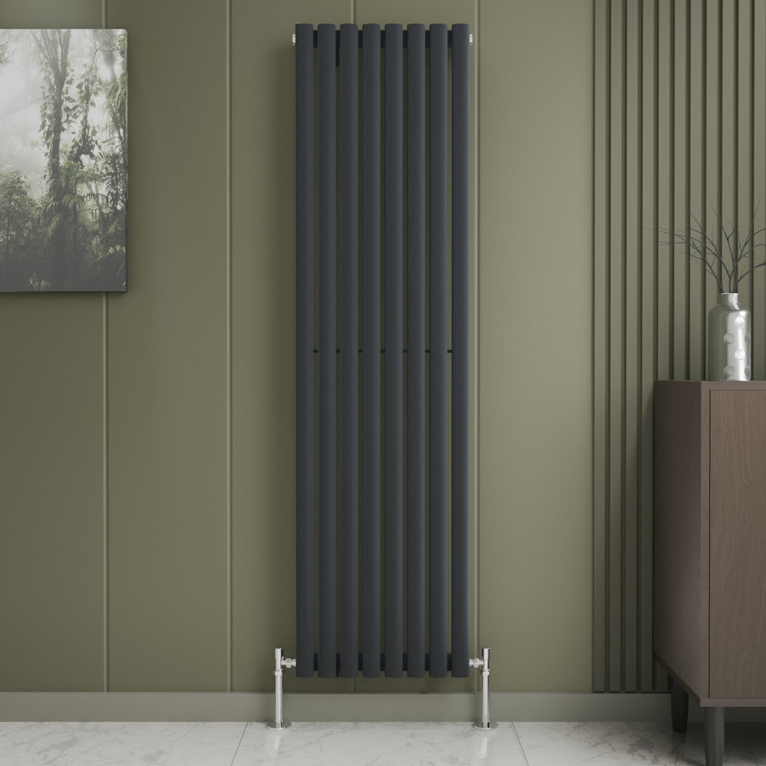 iBathUK Princia Vertical Single Oval Panel Radiator Angled Valve