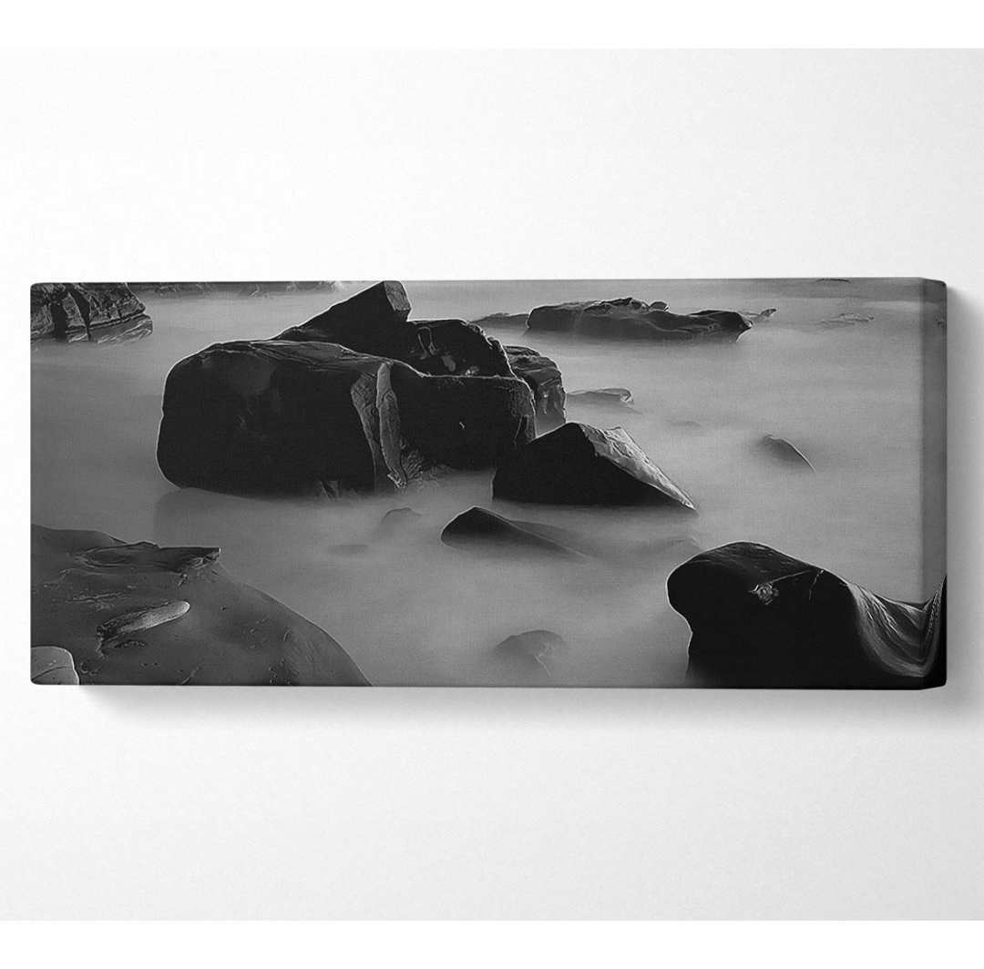 Ocean Rock Serenity B N W Panoramaleinwand