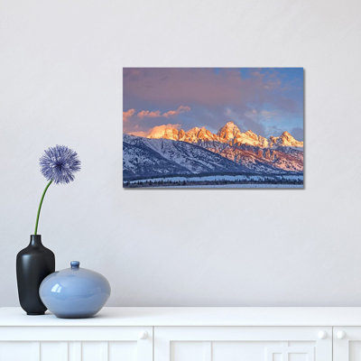 Winter Sunrise On The Tetons by Brian Wolf - Wrapped Canvas Print