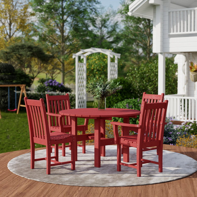 Ensemble de table ronde 46 po avec chaises d'appoint Classic 5 pièces, Rouge cardinal