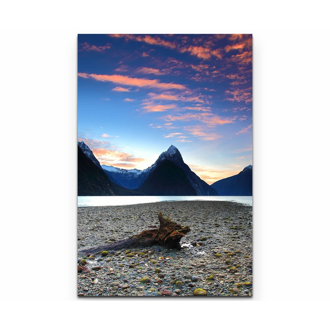 Leinwandbild Sonnenuntergang in einem Gebirge in Neuseeland