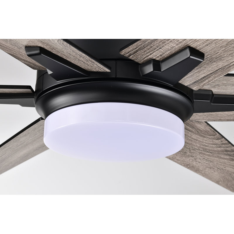 Aristeidis Ventilateur de plafond réversible à 6 pales avec éclairage intégré et télécommande, Noir mat